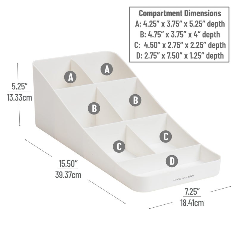 Mind Reader 7 Compartment Coffee Condiment, Cups, Lids, Sugars, Stirrers,Storage Organizer, White - Image 3